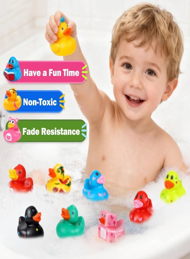 VISRIE 60 Pcs Rubber Ducks in Bulk, Assortment Ducks for Jeeps, Bulk Ducks for Toddler Bath Toys Kids Pool Toys Birthday Gifts Party Favors - Image 4